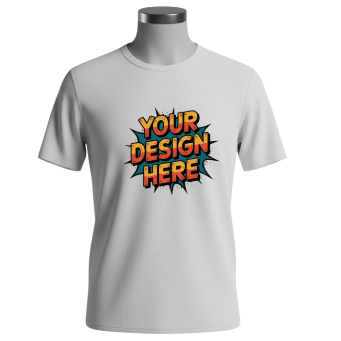 White Polyester T-shir Picture Front view